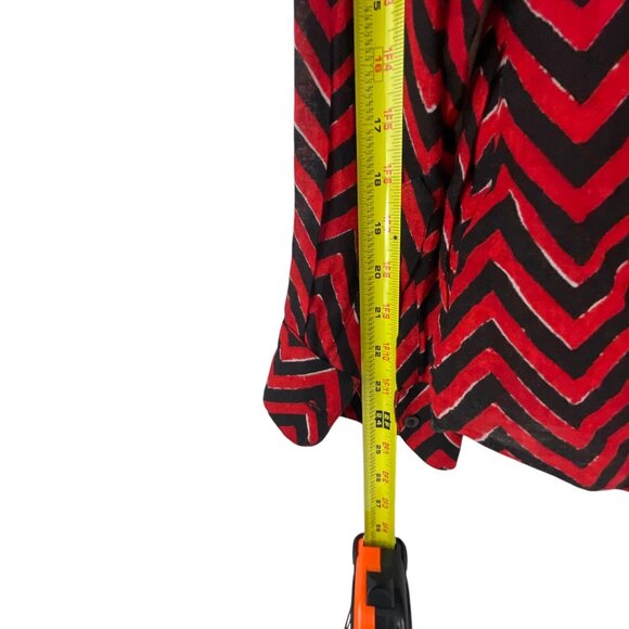 Lauren Ralph Lauren Red Black Chevron Blouse PL Long Sleeves Cotton Blend Office - Picture 7 of 9